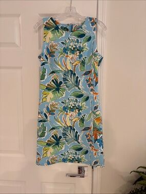 J. McLaughlin Sky Blue Floral Midi Shift Dress